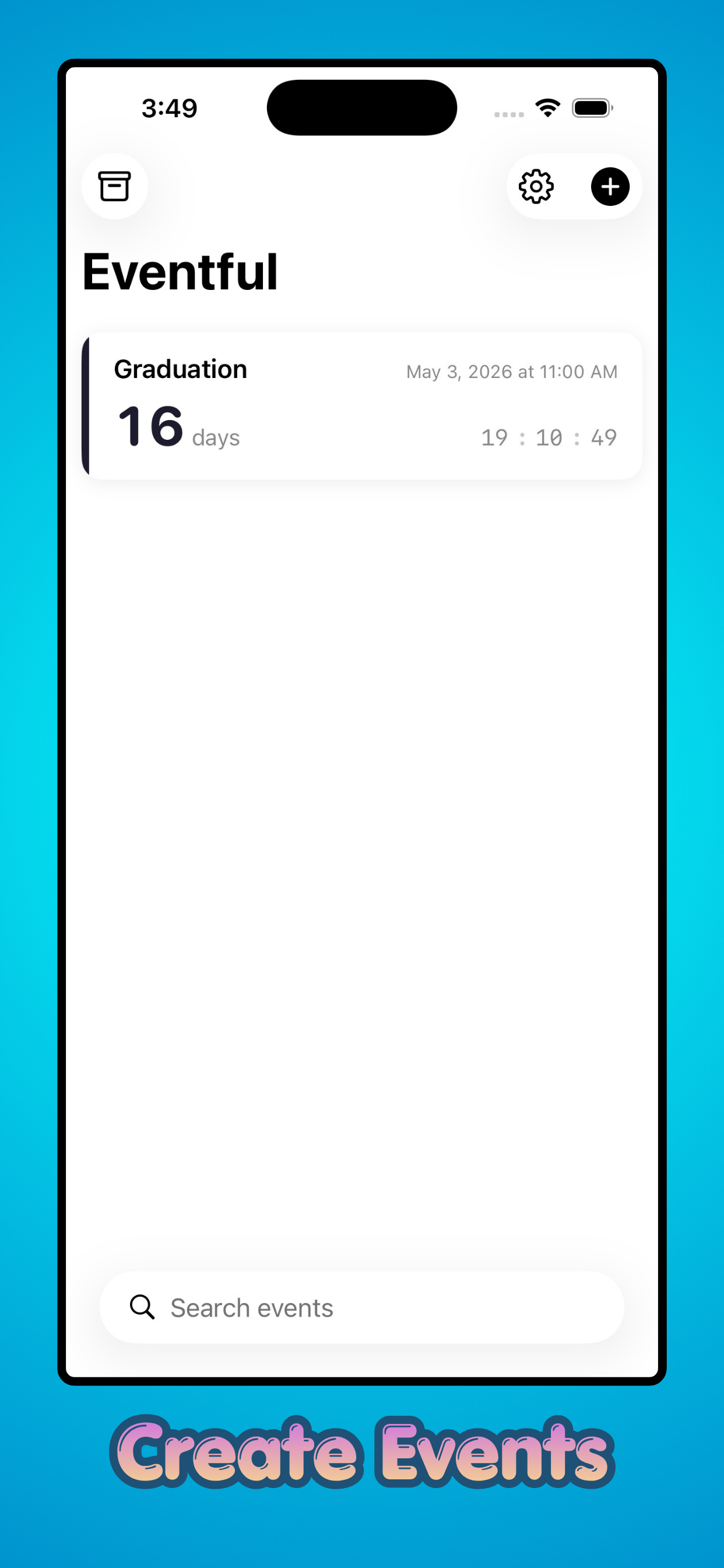 Eventful countdown interface