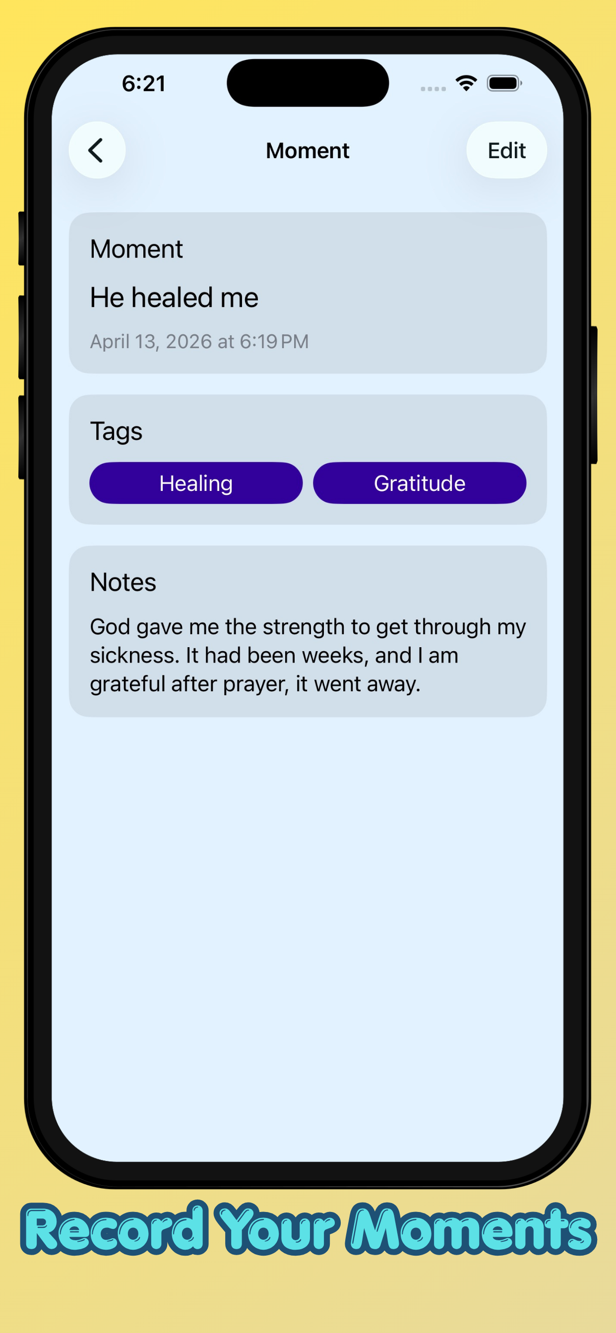 Remember God reflection interface